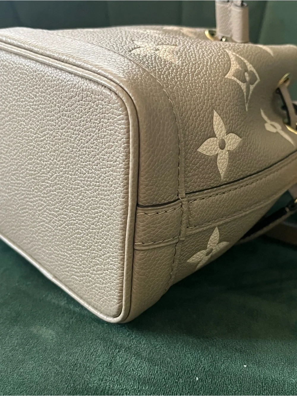 Louis Vuitton Taupe Monogram Drawstring Bucket Crossbody
